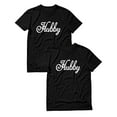 thumbnail image 1 of Hubby & Hubby Matching T-Shirts: Perfect Outfit for Gay Couples - Durable, Preshrunk Cotton - Novelty Gift Promoting LGBTQ+ Rights - Hubby Black XXX-Large / Hubby Black Medium, 1 of 5