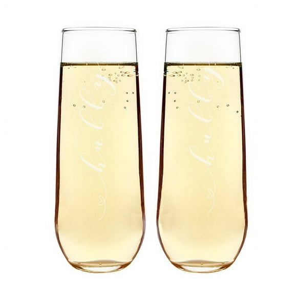 Hubby & Hubby Stemless Champagne Flutes
