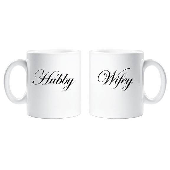 Hubby Wifey Couples Mug Set Parents Present Husband Wife Boyfriend Girlfriend Valentines Gift Christmas Anniversary Cup