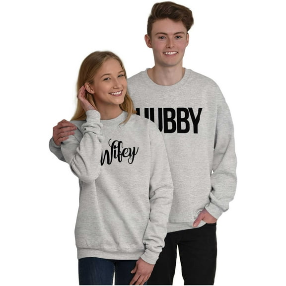 Hubby Wifey Cute Matching Couple Set Women Crewneck Sweatshirt Brisco Brands X