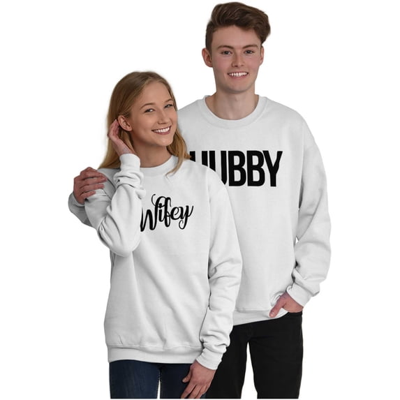 Hubby Wifey Cute Matching Couple Set Women Plus Size Crewneck Sweatshirt Brisco Brands 5X