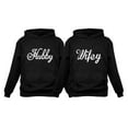thumbnail image 1 of Hubby & Wifey Matching Couple Hoodie His & Hers Gift For Husband and Wife Hubbey Black Medium / Wifey Black Large, 1 of 6