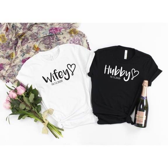 Hubby Wifey Shirts, Honeymoon Shirt, Just Married Shirt, Engagement Shirt, Wedding Shirts,