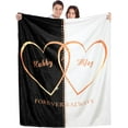 thumbnail image 1 of Hubby and Wifey Throw Blanket Valentine's Day Gifts for Couples Polyester Throw Blanket Wedding Gift for Newlywed Couples Wedding Engagement, 60" x 50"(Beige, Romantic), 1 of 5