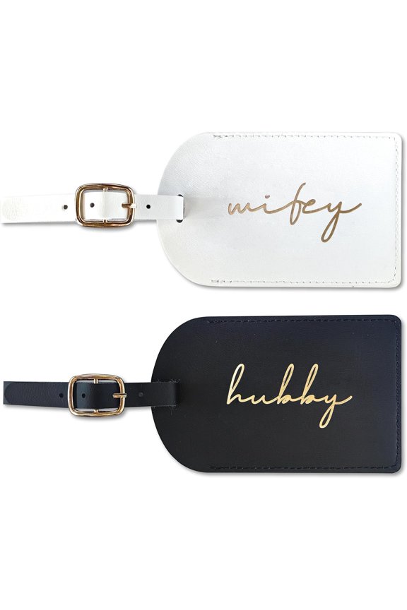Hubby and Wifey Luggage Tags, Bridal Shower Gifts, Honeymoon Travel Essentials,Engagement for Couples