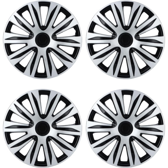 Hubcap Wheel Covers Hub Caps 16 Inch Set of 4 Black & Silver Universal Wheel Rim Cover R16 Stylish Car Decor Wheel Covers for Toyota Camry Nissan Mazda