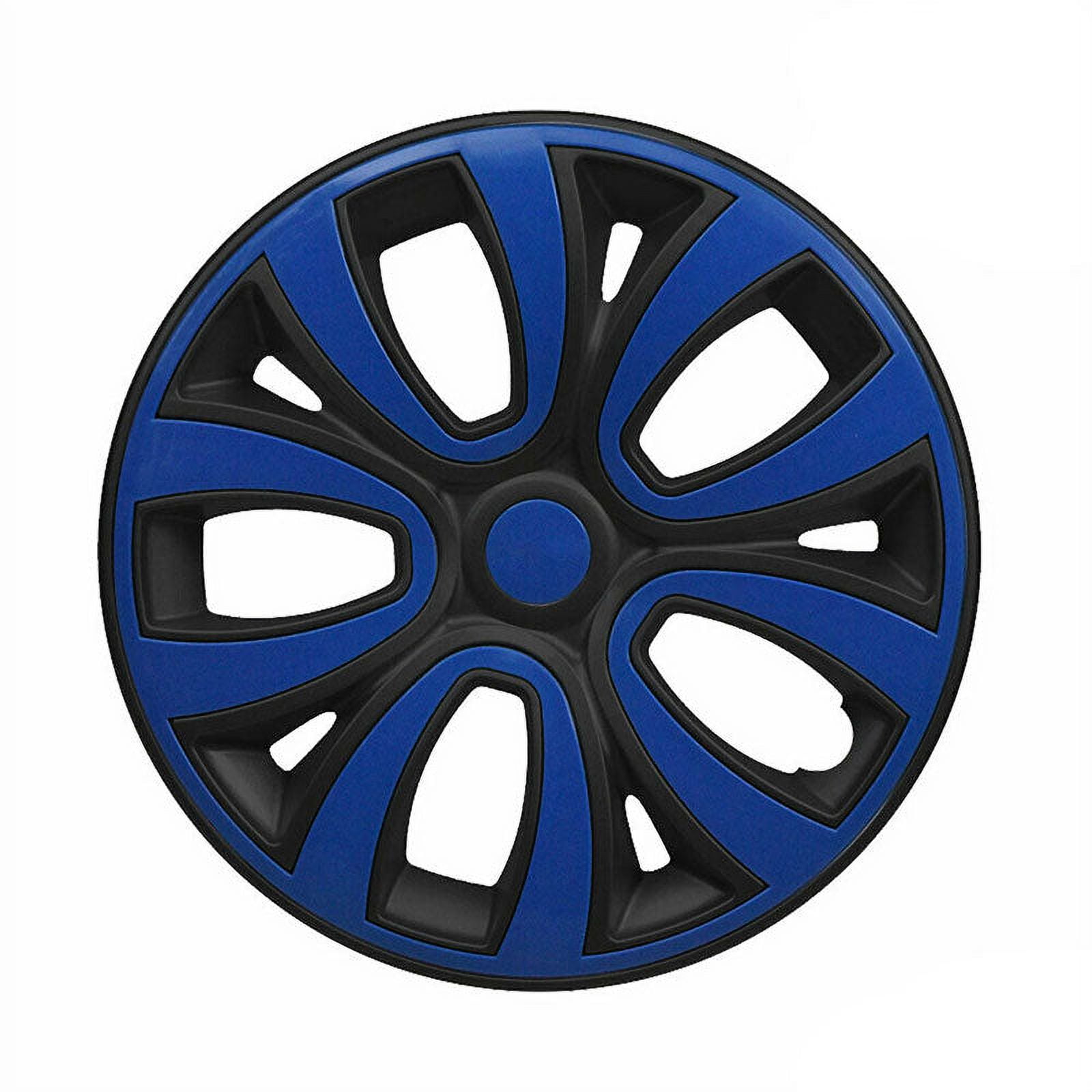 Hubcaps 14" Inch Wheel Rim Cover For Ford Matt Black Dark Blue Insert