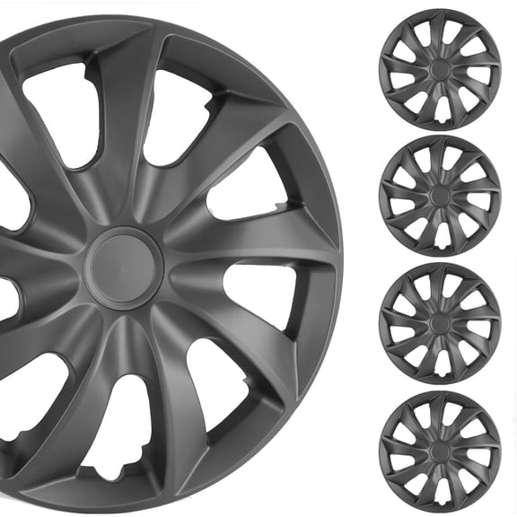 Hubcaps 16 Inch Wheel Rim Cover Universal R16 Hub Caps, Snap On Car Universal Fit Car Wheel Cover for Cars, Trucks, SUV, Vans Durable, Lacquer Wheel Covers, 4 Pack, Black Matte