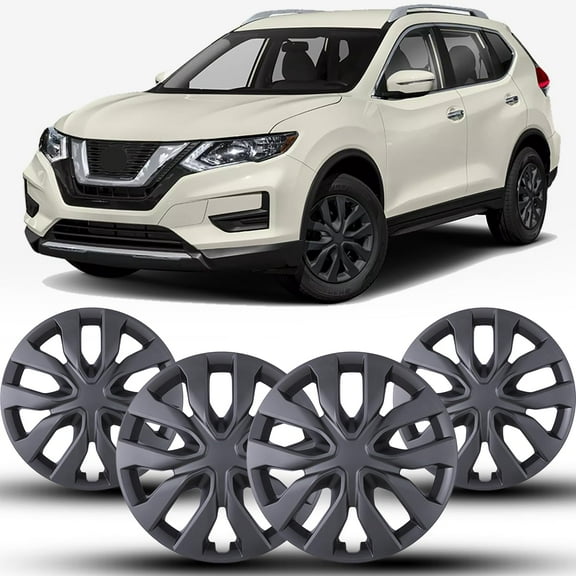 Hubcaps 17 Inch Compatible with Nissan Rogue 2014-2020 Wheel Covers [2014 2015 2016 2017 2018 2019 2020 Nissan Rogue] Wheel Rim Covers (17 Inch Set of 4, Black Matte)