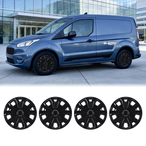 Hubcaps for Ford Transit Connect 16 Inch, Hubcaps Set of 4 Wheel Rim Cover Replacement for 2014-2023 Ford Transit Connect, Snap On Installation with Retention Rings Wheel Cover (Black Lacquer)