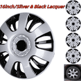 thumbnail image 1 of Hubcaps Wheel Covers 16 " Universal Set of 4 Snap On Car Truck SUV Wheel Rims Cover ABS Material (Silver & Black Lacquer）, 1 of 8