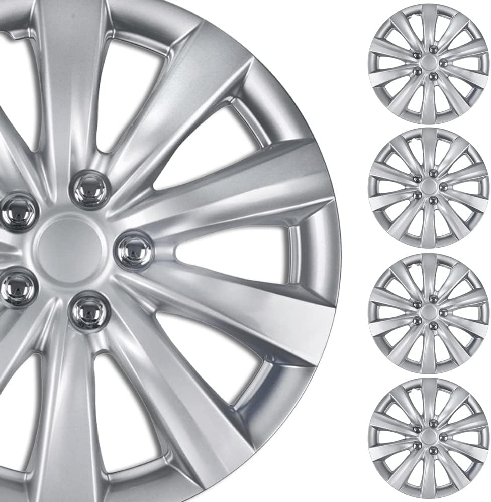 Hubcaps Wheel Covers for 2007-2011 Toyota Camry 16 Inch Hubcaps Set of 4, Snap-On Direct Replacement Hubcaps 16 Inch Wheel Covers Impact-Resistant High Durability (Silver Lacquer)