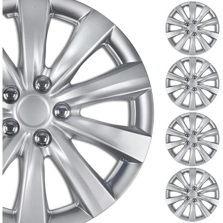 Hubcaps Wheel Covers for 2007-2011 Toyota Camry 16 Inch Hubcaps Set of 4, Snap-On Direct Replacement Hubcaps 16 Inch Wheel Covers Impact-Resistant High Durability (Silver Lacquer)