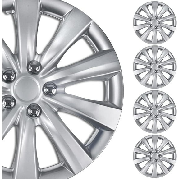 Hubcaps Wheel Covers for 2007-2011 Toyota Camry 16 Inch Hubcaps Set of 4, Snap-On Direct Replacement Hubcaps 16 Inch Wheel Covers Impact-Resistant High Durability (Silver Lacquer)
