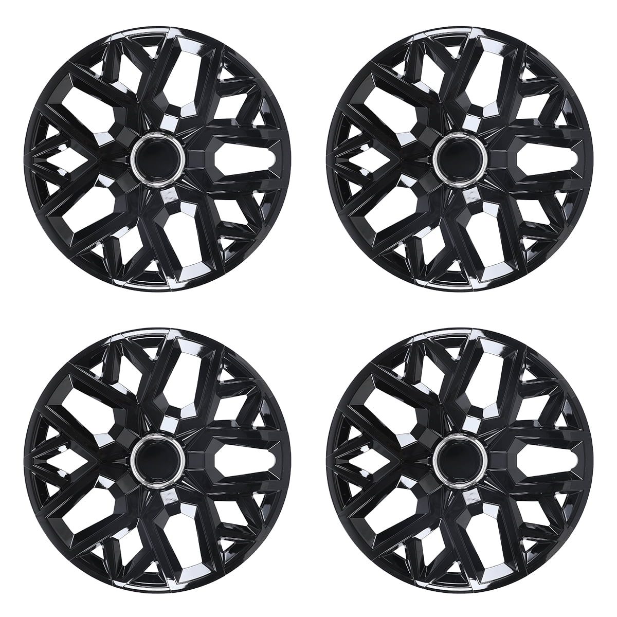 PM Auto Full Wheel Covers For Tesla Model Y 2021-2024 – 19 Inch Snap-On Hubcaps, Matte Black ABS, Includes Stickers