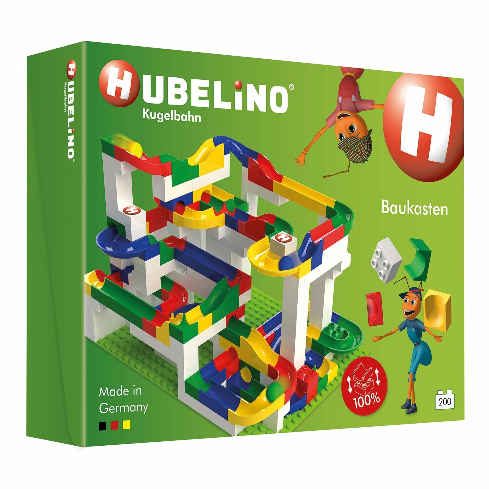 Hubelino 200-Piece Multicolor ABS Plastic Marble Run Set