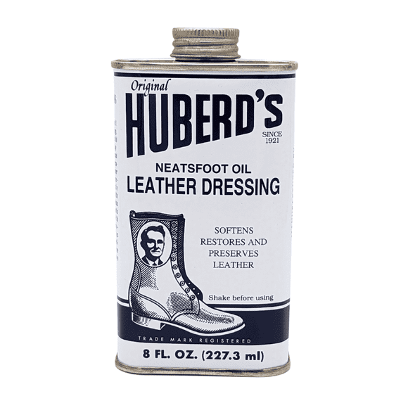 Huberds Leather Dressing with Neatsfoot Oil - Leather Conditioner since 1921. Softens new leather, restores dry and hardened leather boots, shoes, bags, belts, baseball gloves, saddles and tack.