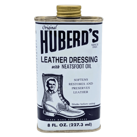 Huberds Leather Dressing with Neatsfoot Oil - Leather Conditioner since 1921. Softens new leather, restores dry and hardened leather boots, shoes, bags, belts, baseball gloves, saddles and tack.