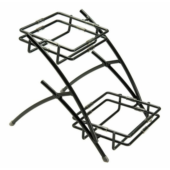 Hubert ARCtistic Collection 2-Tier Rectangular Flint Metal Buffet Stand - 9 3/4"L x 13 1/2'W x 9 1/2"H