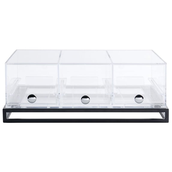 Hubert Black Pastry Display with 3 Acrylic Drawers - 22 8/25"L x 14 23/25"W x 8 19/50"H