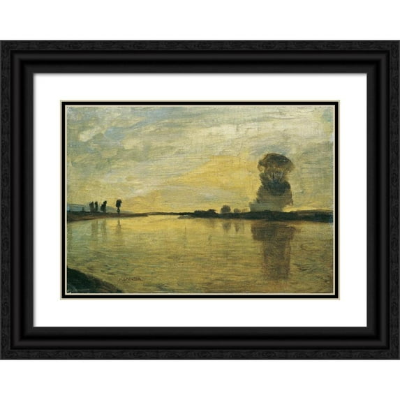 Hubert Landa 14x11 Black Ornate Wood Framed Double Matted Museum Art Print Titled: Danau Coaching (1895)