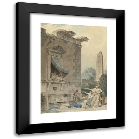 Hubert Robert 11x14 Black Modern Framed Museum Art Print Titled - Charitable Ladies (C. 1780-1785)