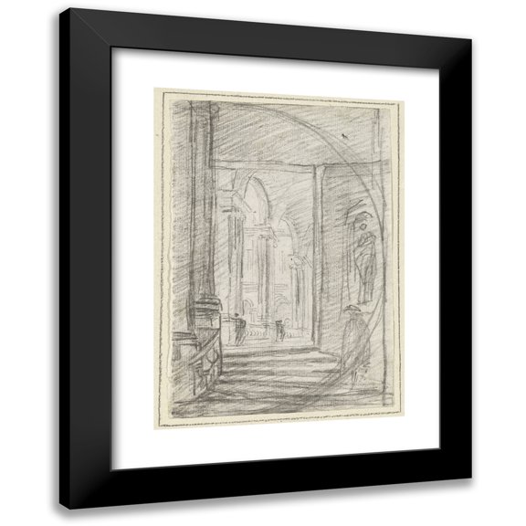 Hubert Robert 11x14 Black Modern Framed Museum Art Print Titled - Interior of a Roman Palace (1754-1765)