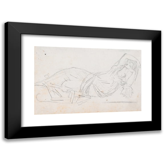 Hubert Robert 14x11 Black Modern Framed Museum Art Print Titled - Statue of Cleopatra (Probably C. 1754-1765)