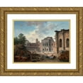 thumbnail image 1 of Hubert Robert 14x12 Gold Ornate Wood Frame and Double Matted Museum Art Print Titled - Demolition of the Chateau of Meudon (1806), 1 of 4