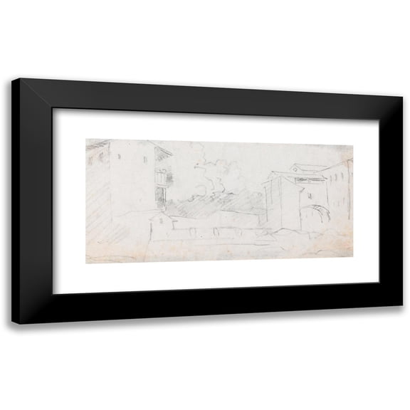 Hubert Robert 14x9 Black Modern Framed Museum Art Print Titled - Italian City Scene (Probably C. 1754-1765)