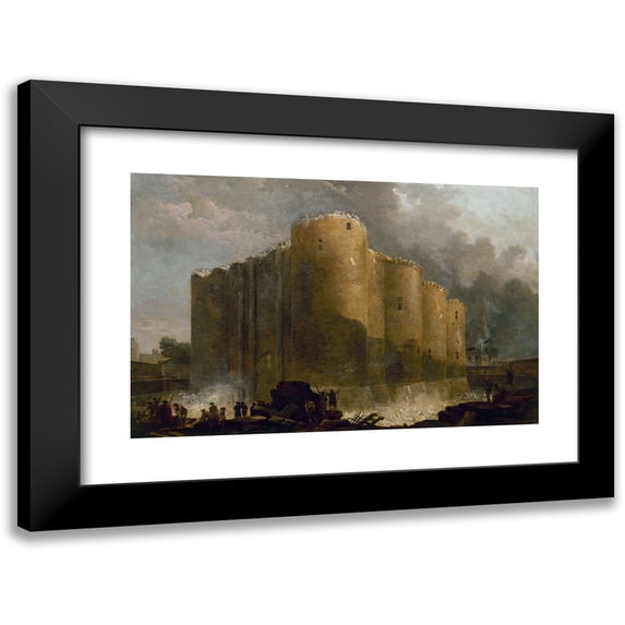 Hubert Robert 18x13 Black Modern Framed Museum Art Print Titled - La Bastille, in the First Days of its Demolition (1789)