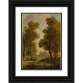 thumbnail image 1 of Hubert Robert 18x24 Black Ornate Framed Double Matted Museum Art Print Titled: Washerwomen in a Landscape, with a Group of Shepherds Before an Allee&nbsp;Of Trees, 1 of 5