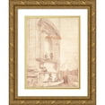 thumbnail image 1 of Hubert Robert 19x24 Gold Ornate Framed and Double Matted Museum Art Print Titled - Figures in One of Michelangelo's Niches on the Apse of St. Peter's, Rome (ca. 1763), 1 of 4