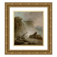 thumbnail image 1 of Hubert Robert 20x23 Gold Ornate Framed and Double Matted Museum Art Print Titled - Waterfall with Drawing Artist, 1 of 4