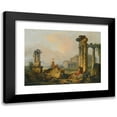 thumbnail image 1 of Hubert Robert 24x19 Black Modern Framed Museum Art Print Titled - A Landscape with Shepherds and Shepherdesses Among Ancient Ruins, with the Statue of Castor and Pollux and the Pantheon Beyo, 1 of 5
