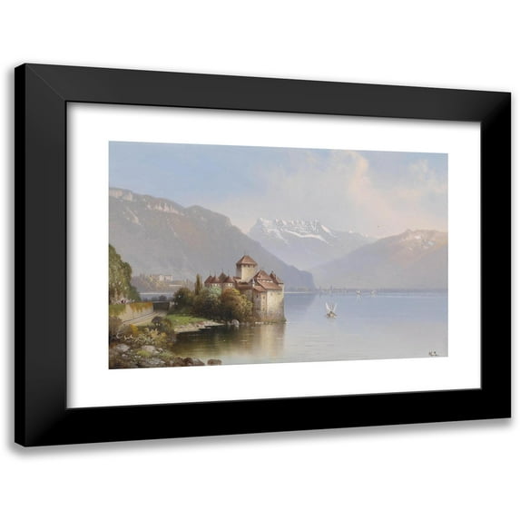 Hubert Sattler 14x11 Black Modern Framed Museum Art Print Titled - Schloss Chillon