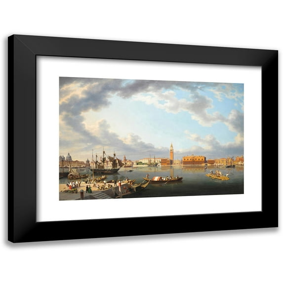 Hubert Sattler 18x13 Black Modern Framed Museum Art Print Titled - Venice, from San Giorgio Maggiore (1849)