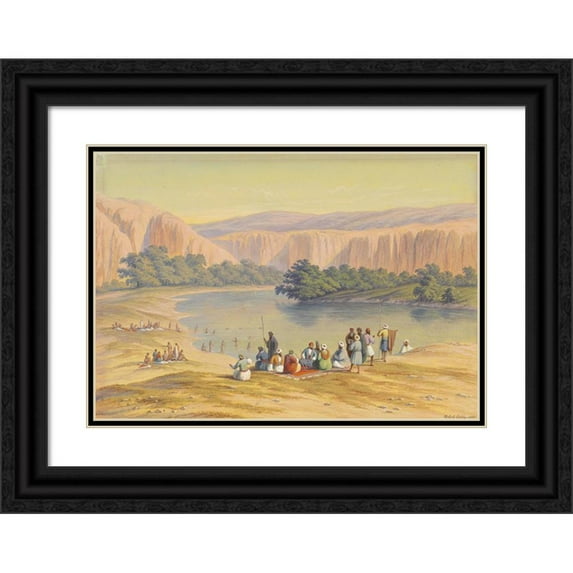 Hubert Sattler 18x14 Black Ornate Wood Framed Double Matted Museum Art Print Titled - Bades (1850)