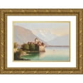 thumbnail image 1 of Hubert Sattler 18x14 Gold Ornate Wood Frame and Double Matted Museum Art Print Titled - View at Chillon Castle on Lake Geneva, 1 of 4