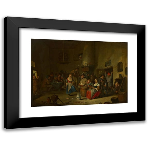 Hubert van Ravesteyn 18x14 Black Modern Framed Museum Art Print Titled - Merry-Making in a Tavern