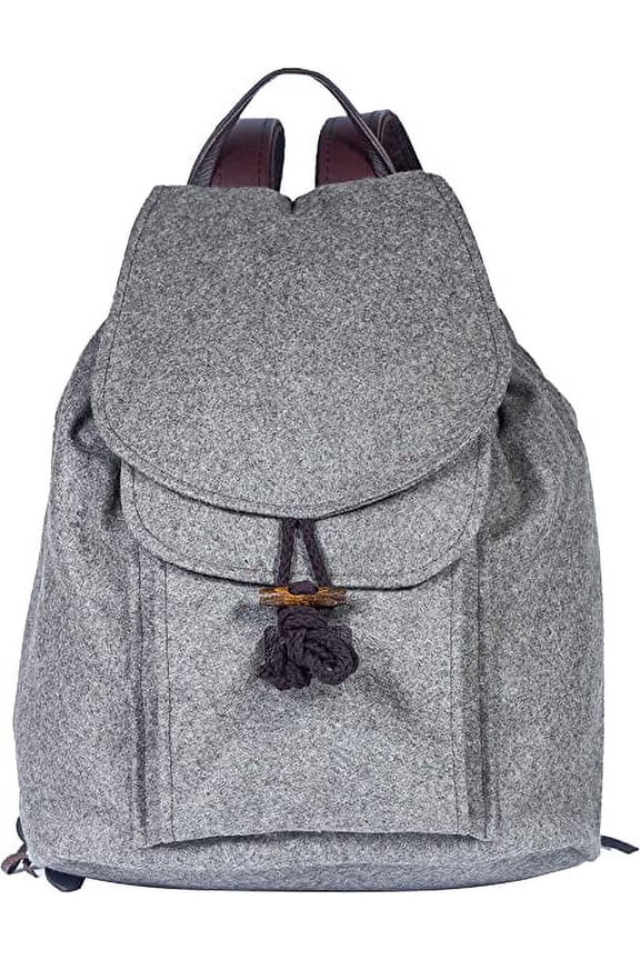 Hubertus Classic German Narrow High 20L Backpack  Grey, Superior 100% Organic Loden Wool, 15.5 X 12.5 X 6
