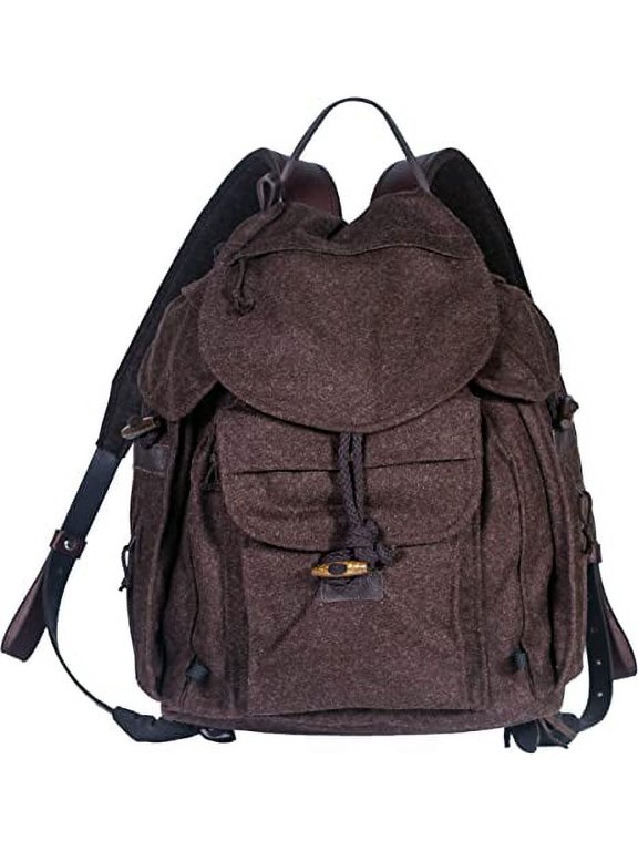 Hubertus Classic German Premium M Backpack Brown, Superior 100% Organic Loden Wool, 15.5 X 12.5 X 6