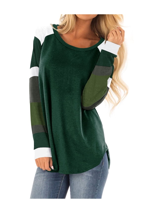 Hubery Women Striped Long Sleeve Tunic Tshirt