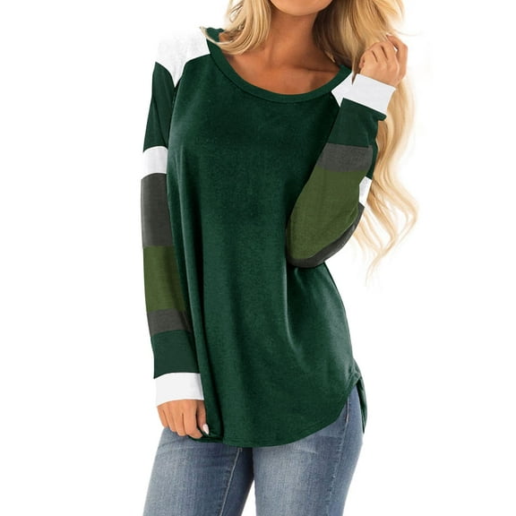 Hubery Women Striped Long Sleeve Tunic Tshirt