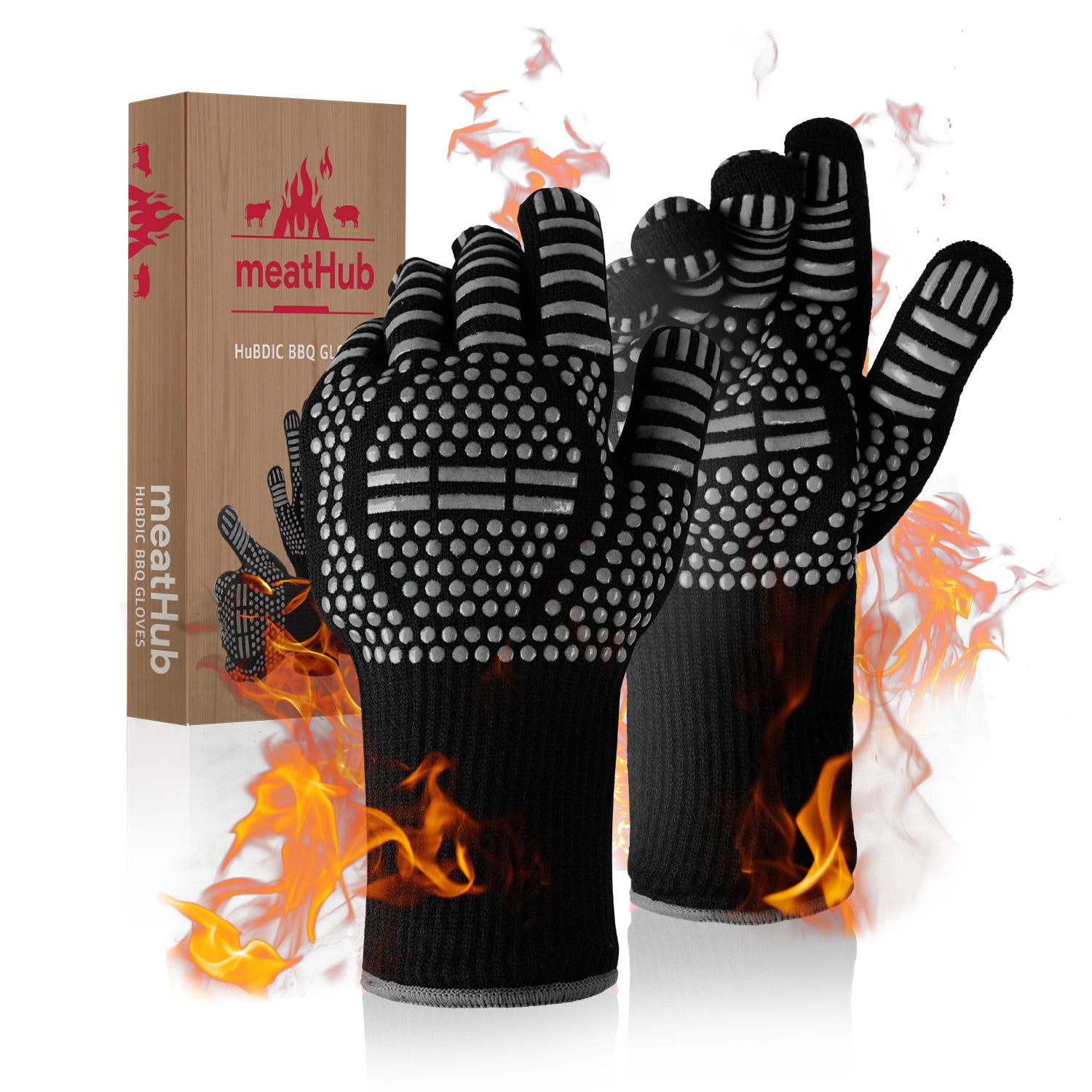 HubiCare Grill Gloves Heat Resistant Fire Resistant Oven Gloves Hand ...