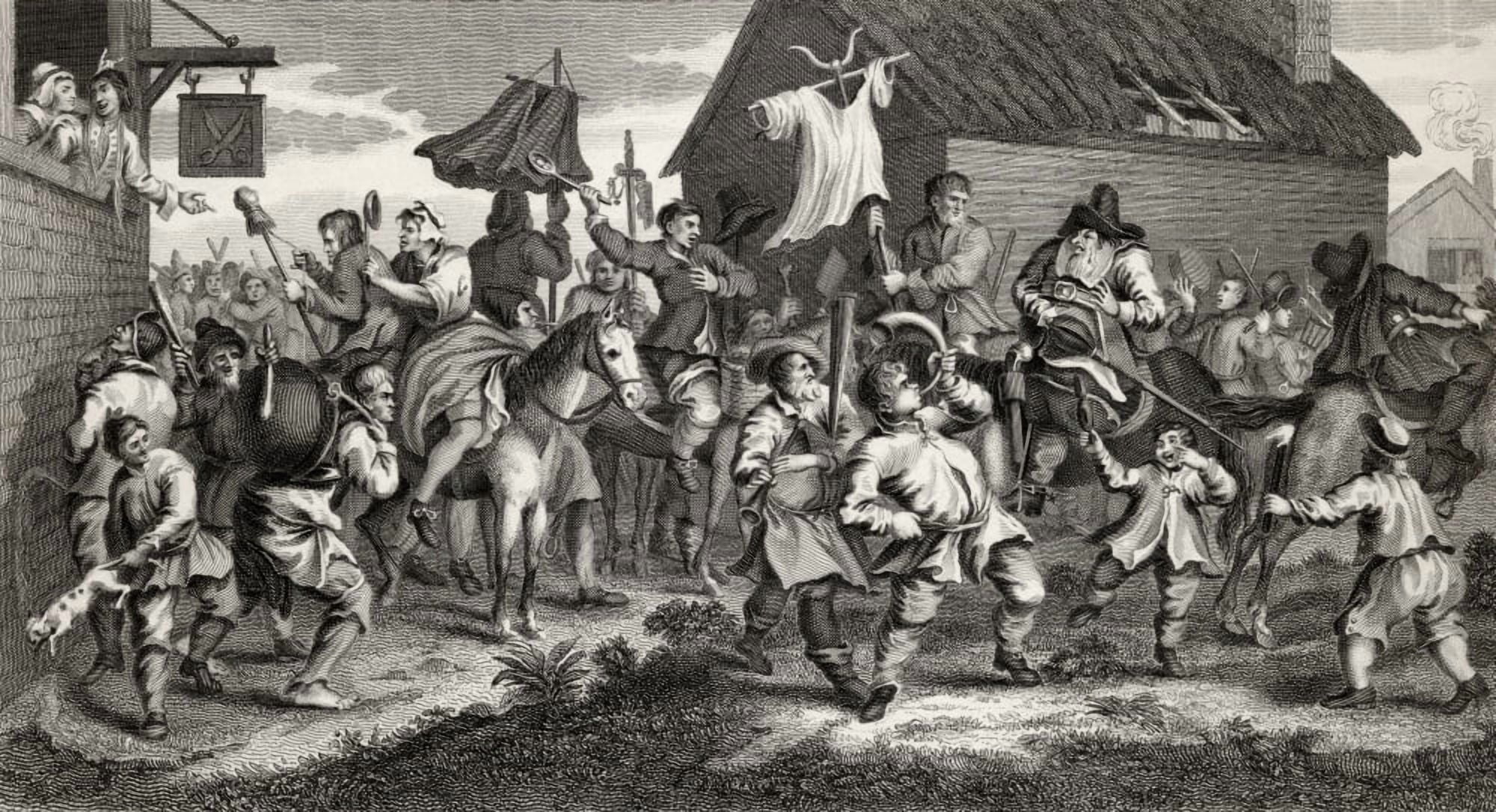 Hubidras Encounters The Skimmington Engraved By T E Nicholson After Hogarth From The Works Of Hogarth Published London 1833 Canvas Art - Ken Welsh Design Pics (19 x 10)