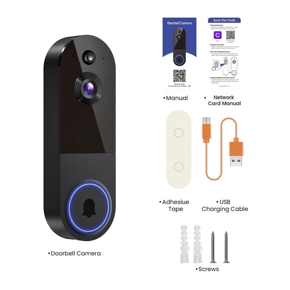 Hubposh 1pc Rechargeable Wireless Doorbell Camera, 1080P Resolution, 2-Way Audio, Cloud Storage( Receiver Not Included)