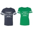 thumbnail image 1 of Hubs Dad Mama Boss Matching Couple Cotton Jerseys (Men Navy / Women Green) (Men XXXL / Women XXL), 1 of 3