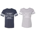 thumbnail image 1 of Hubs Dad Mama Boss Matching Couple Cotton Jerseys (Men Navy / Women Heather) (Men M / Women XXL), 1 of 3
