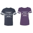 thumbnail image 1 of Hubs Dad Mama Boss Matching Couple Cotton Jerseys (Men Navy / Women Purple) (Men S / Women M), 1 of 3